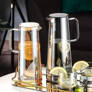 High Borosilicate Glass Cold Water Jug, Heat Resistant Iced Tea Pitcher, Refrigerator Cold Drink Container, Home Use Beverage Dispenser, Drinkware