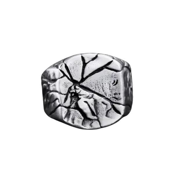 GTHIC Cracked Stone Texture Ring for Men Women Birthday Gift Stainless Steel