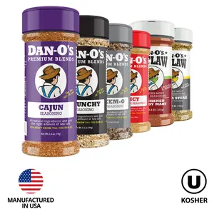 Dan-O's Steak Lovers 6 Bottle Combo - Spicy, Preem-O, Cajun, Crunchy, Butter Steak, Blackened Bloody Mary - Premium Seasonings for Grilling & Cooking