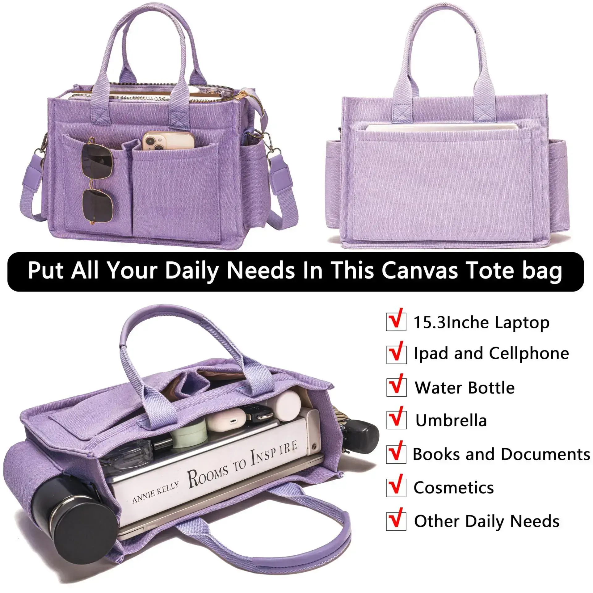 Large Capacity Tote Bag, Multi-Grid Design, Ideal for Laptops & Essentials, Versatile Carry Option for Everyday Needs Large Capacity Tote Bag, Multi-Grid Design, Ideal for Laptops & Essentials, Versatile Carry Option for Everyday Needs