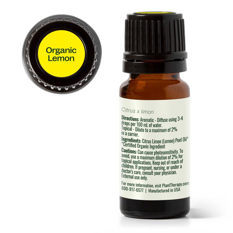 Organic Lemon Essential Oil Pure, USDA Certified Organic, Undiluted, Natural Aromatherapy, Therapeutic Grade