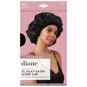 Diane Premium Silky Satin Full-Size Sleeping Cap - Adjustable Satin Bonnet, XL Lightweight Breathable Shower Cap for Curly Hair, Bathroom Haircare Essential for Dry Hair Protection