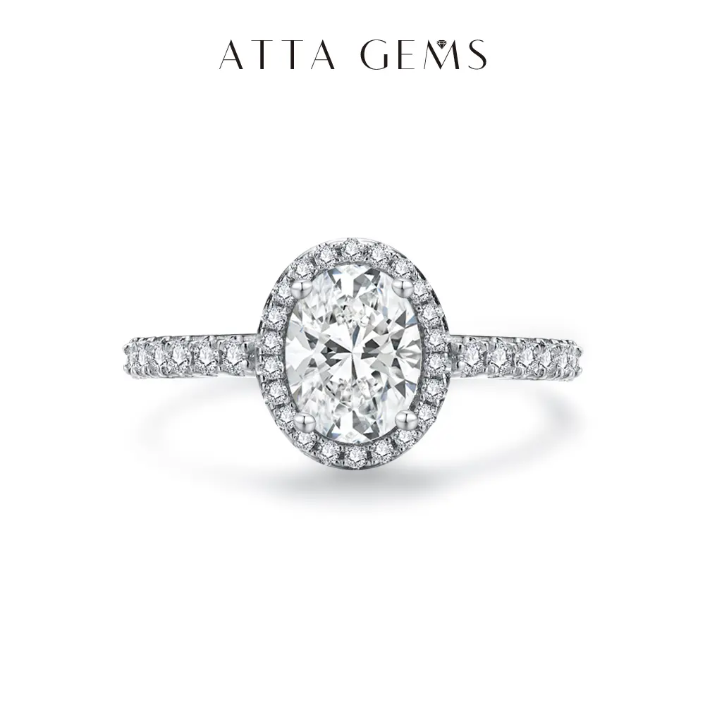 Women's 8*6mm Oval Artificial Moissanite Halo Fashion Engagement Ring, Statement Ring, Gift Option, R100, Fashion Engagement Rings summerwins
