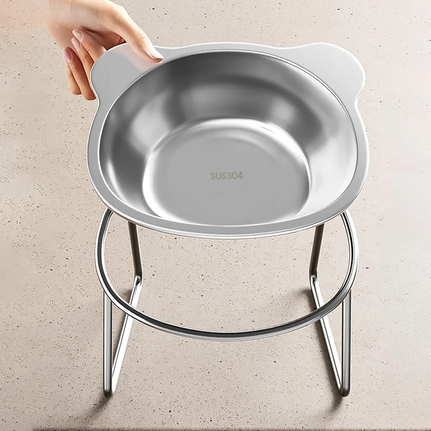 Raised Cat Bowls with 15° Incline Stand, 5.9 in Whisker-Friendly Stainless Steel Food & Water Dishes, Anti-Vomiting Spine-Friendly for Indoor Cats, Dishwasher Safe, Raised Bowl