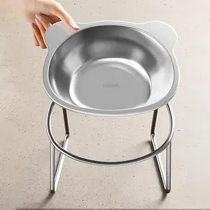 Elevated Cat Bowls, 15°Tilted Stand Whisker Friendly Raised Cat Food & Water Dishes, 5.9 inch Stainless Steel Indoor Anti-Vomiting Small Dog Bowls,Dishwasher Safe,Spine Friendly