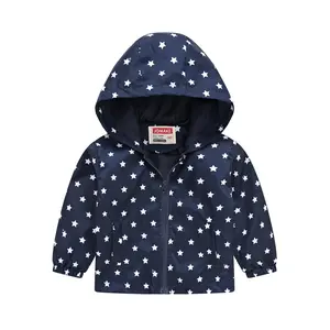 New Lightweight Jacket Girls with a Star Print, Featuring a Casual Hood And Zipper