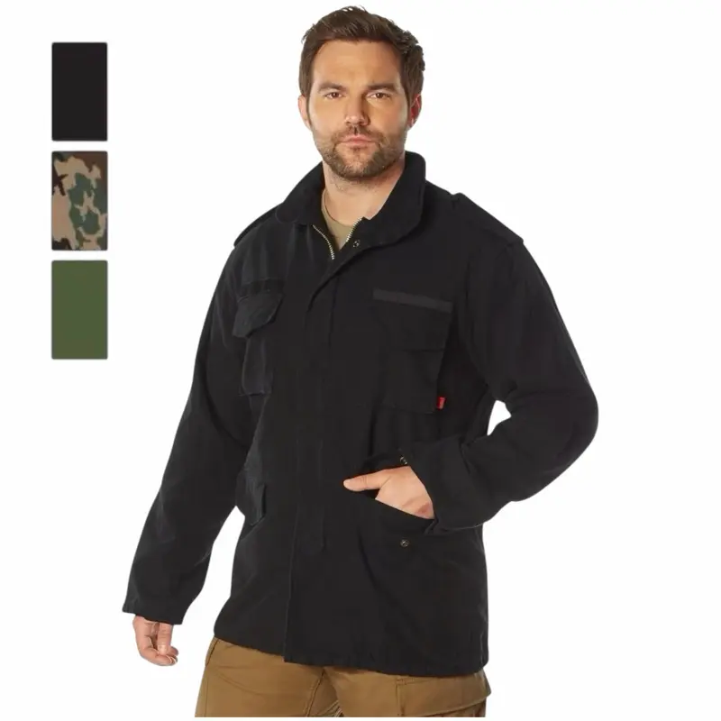 ROTHCO Men's Vintage M-65 Field Jacket, Classic Long Sleeve Cotton Utility Coat with 4 Pockets and Concealed Hood for All-Season Outdoor Wear