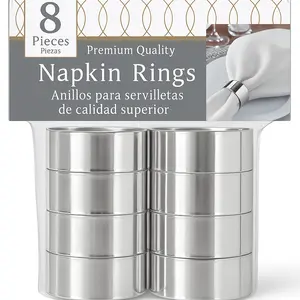 Elegant Silver Napkin Ring Set - 8 Pack