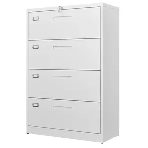 Letaya 4 Drawer File Cabinet with Lock, Metal Lateral Filing Cabinet Wide Office Organization Storage for Home Office Hanging Letter/Legal/F4/A4 (Requires installation)