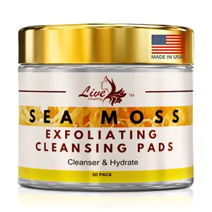 Live Healthy Sea Moss Cleansing Pads - Deep Cleansing, Gentle Cleanser For Face with Aloe Vera, Green Tea, Hyaluronic Acid - Daily  Facial Cleansing & Hydrating, Skin Repair, Comfort - 30-Pack skincare routine enzyme exfoliant scrub Exfoliating silicone b