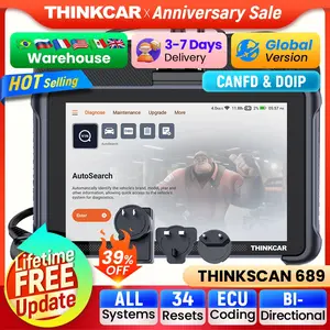 THINKCAR THINKSCAN 689 Car Diagnostic Tools CANFD DOIP Bi-directional ECU Coding 34 Resets Life Free Obd2 Scanner Key Programing