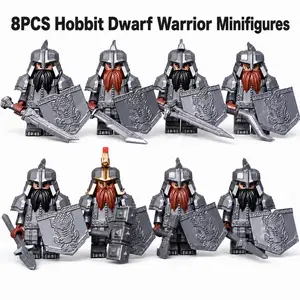 8PCS Fantasy Dwarf Warrior Minifigures, Medieval Armored Soldier Building Block Figures, Shield & Weapon Mini Figures, Compatible Brick Toys for MOC Castle Scene outdoorfun