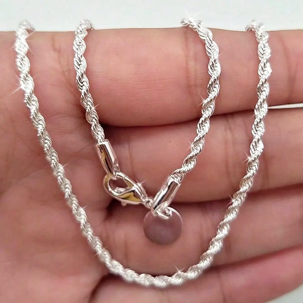 Women's Fashion 2mm Twisted Chain Necklace - Valentine's Day/Christmas Gift, Available in 16in, 18in, 20in, 22in, 24in, 26in, 28in, 30in