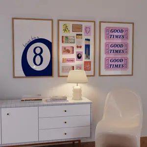 Set Of 3 Trendy Navy White Poster Matchbox Vintage Matchbook Wall Art Retro Ticket Preppy Wall Decor Retro Bar Cart Art