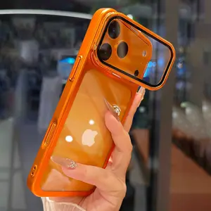 Electroplated flip cover invisible bracket, lens protection cover, shockproof Protective phone case suitable for iPhone 17Pro Max 17Air 17Pro 17 pivot bracket, phone accessory protection case