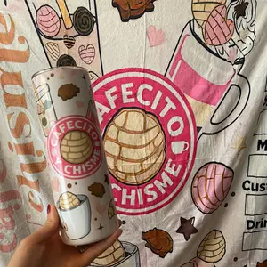Cafecito and Chisme Tumbler Blanket