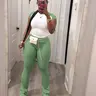 USBoutique Chic Women's Colorblock Top & Pants Two piece Set Crew Neck Casual Fashion Fitted Cozy Breathable Outfits for Daily Outdoor Wear Ladies Summer Clothes Matching Trouser Set for Gym & Casual Wear