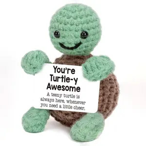 Mini Funny Turtle Birthday Gifts for Women Men Christmas, Inspirational Small Animals Cute Stuff Things, Handmade Emotional Positive Crochet Turtle Decorations, Christmas Stocking Stuffing Gifts, Crochet Figure, Stuffed Animal Gift