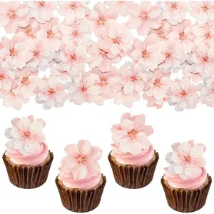 Edible Cherry Blossoms Cake Decorations 54Pcs Chic Paper Cupcake Toppers for Baby Shower Kids Birthday Party Supplies Pink 4.5cm x 3.5cm Safe Quality Paper Material