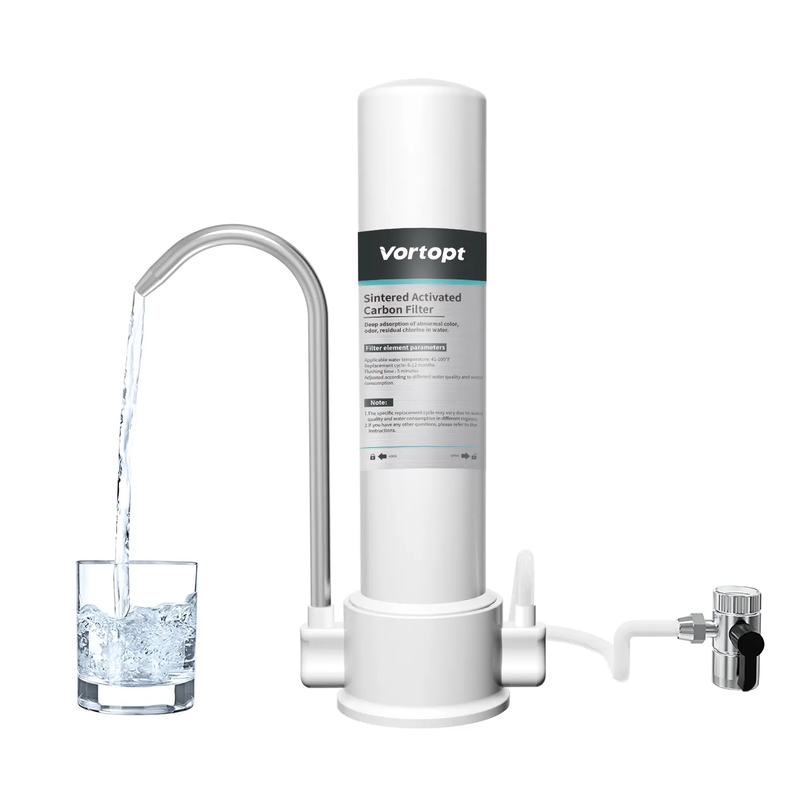 Vortopt Sintered Activated Carbon Countertop Water Purifier - Purifies Water, Adsorbs Odor, Removes Abnormal Colors, Enables Effortless Installation, Offers Convenient Placement for Home Kitchen Use