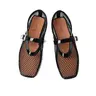 Vivianly Women's Classic Mary Jane Flats - Cow Hide Footwear, Square Toe, Breathable Fishnet Mesh, 1 cm Or Less Flat Heel, Buckle Strap, Slip-On, Slip-Resistant Casual Shoes for Concerts, Parties