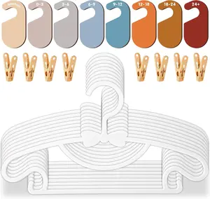 20 Pack Baby Clothes Hangers with 8Pcs Baby Closet Dividers and 8Pcs Clips, Non-Slip Toddler Clothing Hanger with Dividers for Sorting, Nursery Closet Organizer for Newborn Kids Boys Girls (Boho)