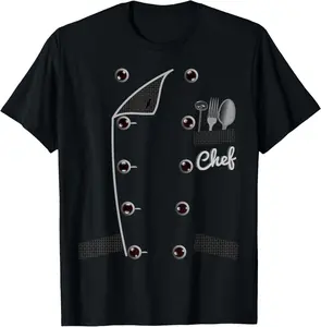 100% Cotton Chef TShirt Uniform Jacket Faux Funny Cook Shirt for Cooking T-Shirt