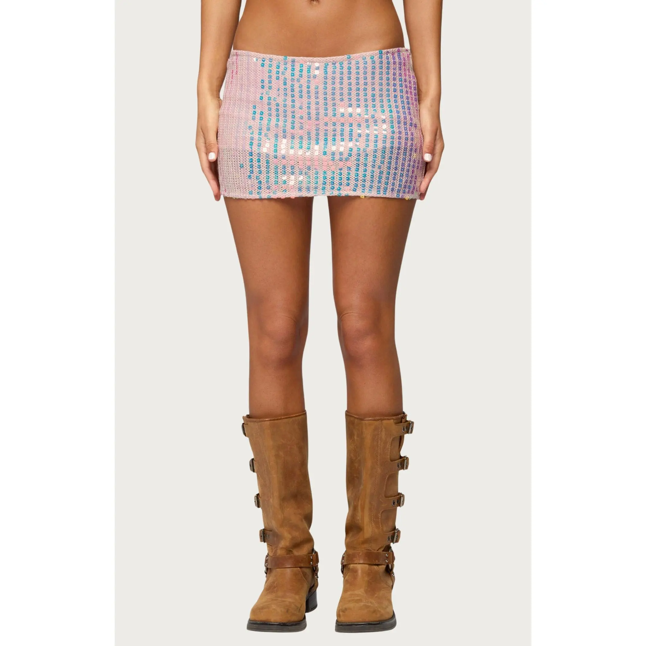 Edikted Women's Kaelyn Sequin Mini Skort - Multicolor