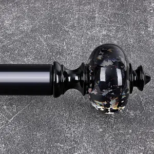 Black Curtain Rod for Windows 48 to 84 Inches, 1'' Heavy Duty Adjustable Modern Drapery Rods with   Finials, Luxury Decorative Curtain Rods, Size: 30-88''