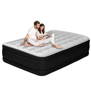 The Full Size Inflatable Mattress Portable Airbed With Built in Electric Pump, Storage Bag and Repair Patches,Flocking Surface and The Waterproof ,Anti-slipBottom,Suitable for Both Indoor Guests and Outdoor Camping