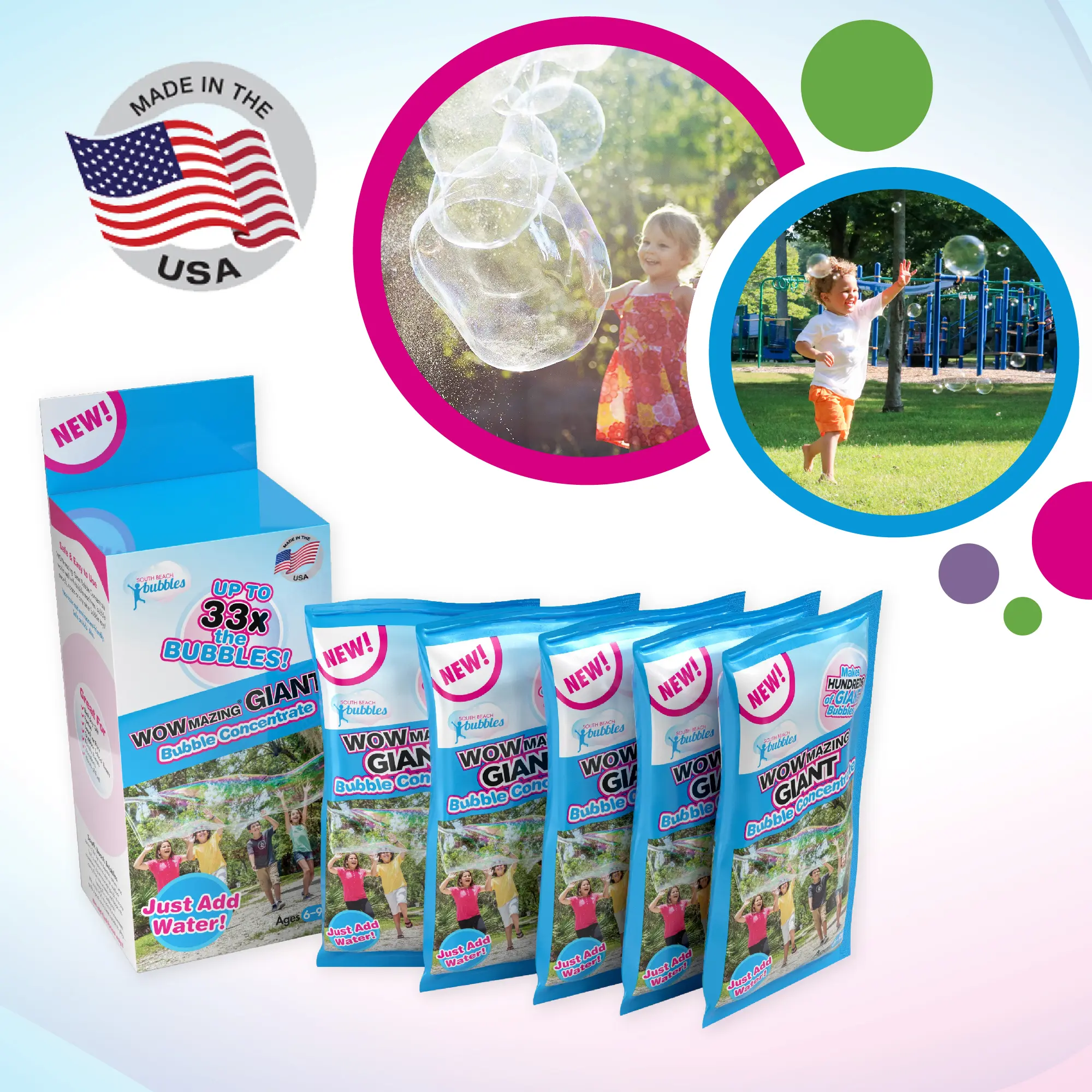WOWmazing Bubble Concentrate Refill - pouches-pack - Just Add Water! - 5 pack Big Bubble
