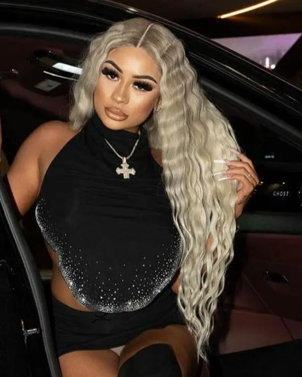 Custom Crimped Blonde Lace Front Wigs for Women, 13x6-Inch Synthetic Hair, Statement Piece for Parties & Events