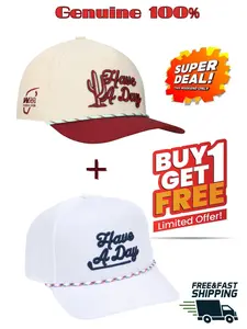 Super Deal 2-in-1 - Men's Breezy Golf Cream/Maroon WM Phoenix Open Cactus Have A Day Rope Adjustable Hat - “Have A Day” Limited Edition 2-Pack | Breezy Summer Golf Rope Hats – Cream & Maroon Combo | Feel-Good Vibes On & Off The Course - Buy 1 Get 1 Free