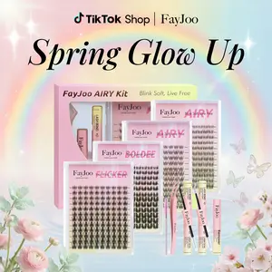 FayJoo  Lash CLusters Kit, FayJoolashes Manga Lash Extension with Waterproof Long-lasting Lash Bond and Seal,Tweezers and Remover for DIY Eyelash at Home Easily, Natural Makeup Girl Gifts