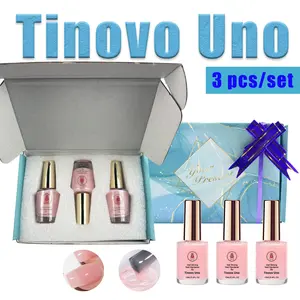 Tinovo Uno 3 Bottle Blue Holiday Gift Set Natural, Nourishing Pink Nail Strengthener Hardener Keratin Vitamin Nail Growth Oil, Nail Care Liquid, Nourish Nails and Repair Weak, Brittle Nails, Salon Quality Manicure, New Year Valentine's Day Gifts
