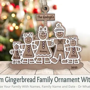Personalizable Gingerbread Family Christmas Ornament