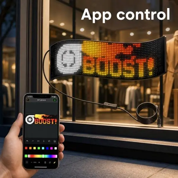 Programmable LED Display Screen for store window, car window and event display, with app control, programmable