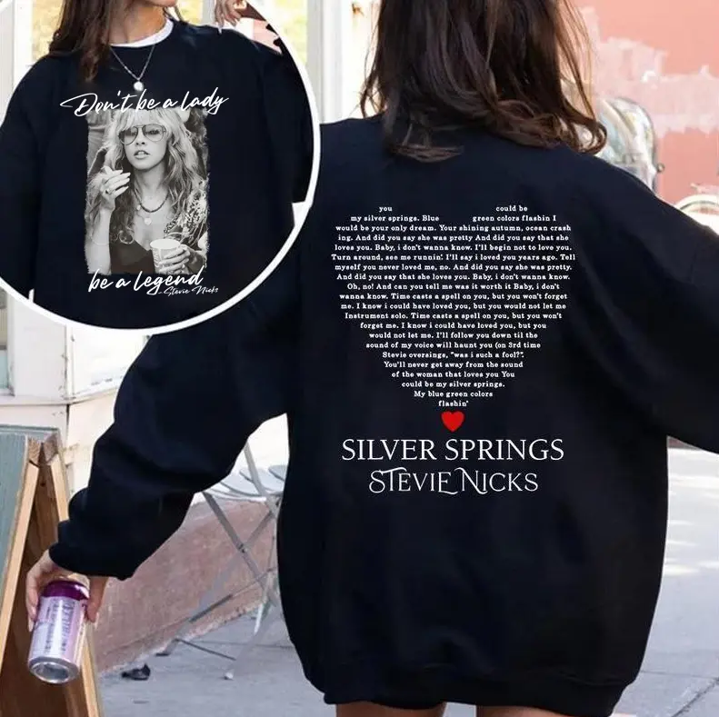 Unisex Stevie Vintage Cotton Round Neck Solid Tops - Casual Streetwear 2-Side Sweatshirt, "Don't Be A Lady Be A Legend" Print, Music Concert Wear, Gift Option, Unisex Fit