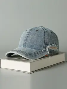 Fashionable Vintage Denim Baseball Cap, Casual Wash Distressed Design Baseball Cap for Men & Women, Trendy All-match Sun Protection Hat for Daily Wear