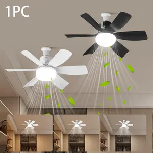 Portable Ceiling Fan Light with Remote Control, 20.5 Inch Screw Mount, E27 Base, 30w/3000k-6500k, Ideal for Bedroom Kitchen Living Room
