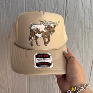 Turquoise longhorn trucker hat