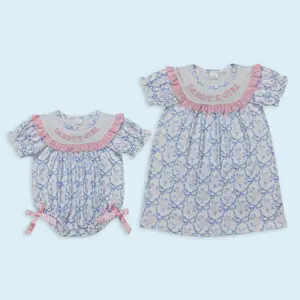 Daddy's girl floral bow kids girls summer dress