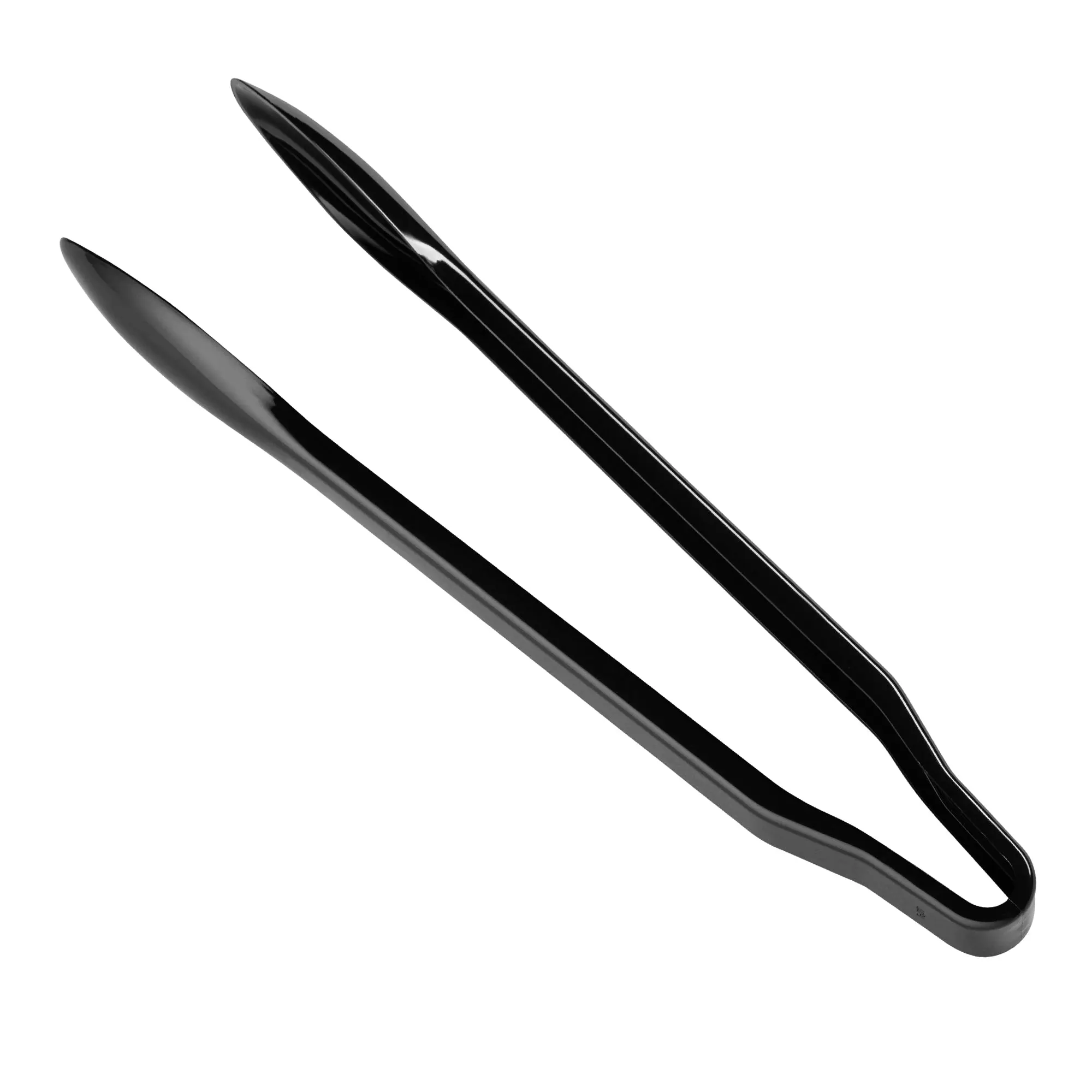12" Black Disposable Plastic Serving Tongs