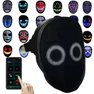 Led Mask with App Controlled, Customizable Shining Mask, Lighted Face Transforming Mask, LED Light Up Halloween Mask for Adults