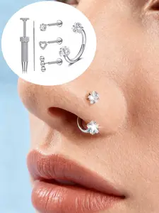 20G Push In Nose Stud Horseshoe Nose Ring Flat Back Earrings Nostril Piercing Jewellery Tragus Earring Hoops Lip Helix Piercing Jewelry Septum Rings