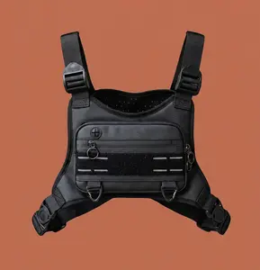 [HUOMAQFAN] Waterproof Sports Running Chest Bag with Phone Holder | Lightweight Crossbody Tactical Sling Backpack for Gym, Hiking, Cycling | Black