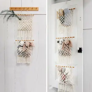 Hanging Woven Storage Bag, Two-Layer Woven Storage Bag for Door Hanging, Includes Storage Pouch, Ideal for Room Decor and Game Room