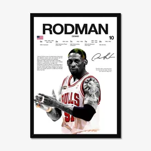 [SALE UP TO 43%][UNFRAMED] Dennis Rodman Hardline Series Poster - Bulls Vintage Aesthetic Wall Art - 90s Retro Decor - Gift for Fans [UNFRAMED]