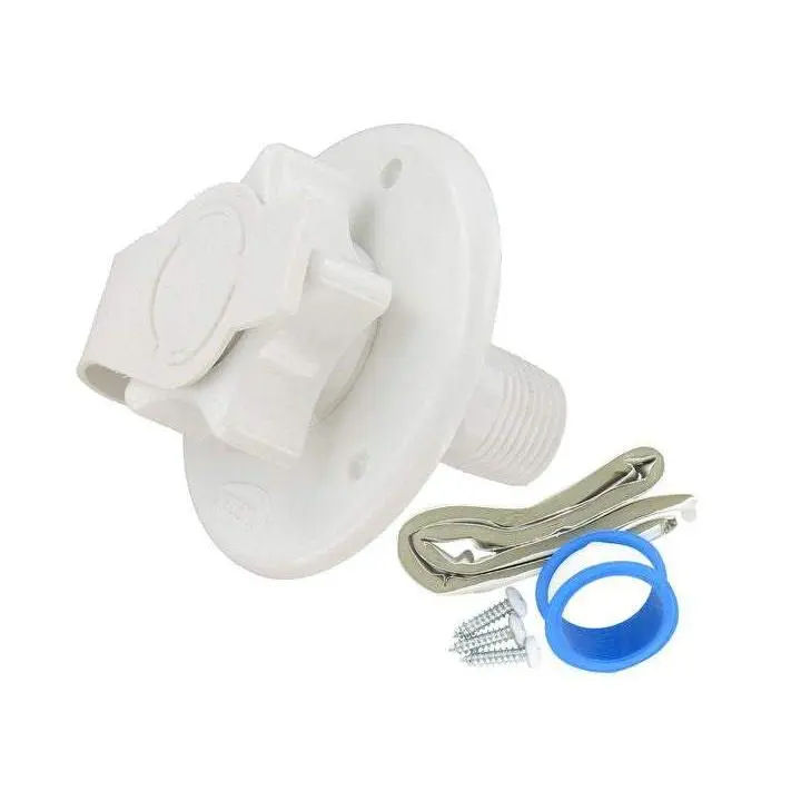 Water Inlet, 2-3/4 in Plastic Flange, Mpt, White, C