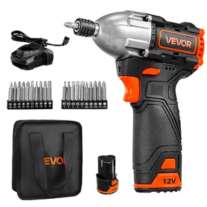 VEVOR Impact Driver, 1/4 Inch, 3000 RPM Max Speed, 12 V Brushless Motor, Electric Cordless Impact Driver Kit with Battery and Charger, 20 Bits, LED Work Light, for Furniture, Electrical, Home Repairs
